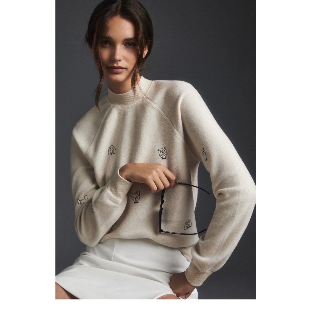 NWT Anthropologie T.La Embroidered Mock Neck Sweater